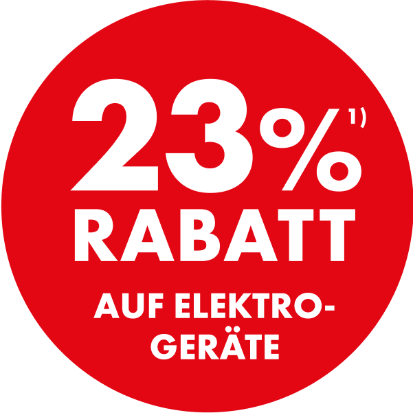 23 Prozent Rabatt auf Elektrogeräte